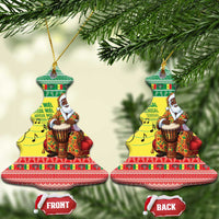 Senegal Christmas Ceramic Ornament Black Santa Playing Djembe Drum - Wonder Print Shop