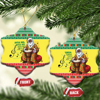 Senegal Christmas Ceramic Ornament Black Santa Playing Djembe Drum - Wonder Print Shop