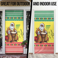 Senegal Christmas Door Cover Black Santa Playing Djembe Drum - Wonder Print Shop