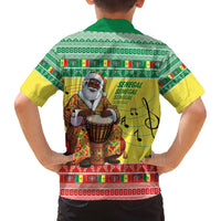 Senegal Christmas Family Matching Off The Shoulder Long Sleeve Dress and Hawaiian Shirt Black Santa Playing Djembe Drum - Wonder Print Shop