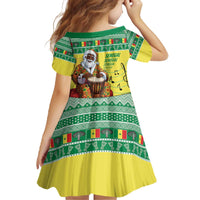 Senegal Christmas Family Matching Off The Shoulder Long Sleeve Dress and Hawaiian Shirt Black Santa Playing Djembe Drum - Wonder Print Shop