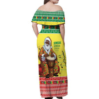 Senegal Christmas Family Matching Off Shoulder Maxi Dress and Hawaiian Shirt Black Santa Playing Djembe Drum - Wonder Print Shop