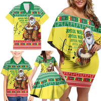 Senegal Christmas Family Matching Off Shoulder Short Dress and Hawaiian Shirt Black Santa Playing Djembe Drum - Wonder Print Shop