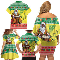 Senegal Christmas Family Matching Off Shoulder Short Dress and Hawaiian Shirt Black Santa Playing Djembe Drum - Wonder Print Shop