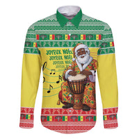 Senegal Christmas Family Matching Short Sleeve Bodycon Dress and Hawaiian Shirt Black Santa Playing Djembe Drum - Wonder Print Shop