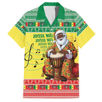 Senegal Christmas Family Matching Summer Maxi Dress and Hawaiian Shirt Black Santa Playing Djembe Drum - Wonder Print Shop