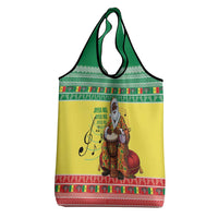 Senegal Christmas Grocery Bag Black Santa Playing Djembe Drum - Wonder Print Shop