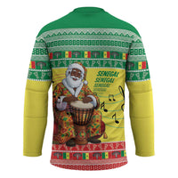 Senegal Christmas Hockey Jersey Black Santa Playing Djembe Drum - Wonder Print Shop