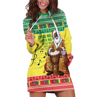Senegal Christmas Hoodie Dress Black Santa Playing Djembe Drum - Wonder Print Shop