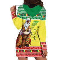 Senegal Christmas Hoodie Dress Black Santa Playing Djembe Drum - Wonder Print Shop