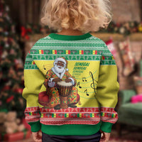 Senegal Christmas Kid Ugly Christmas Sweater Black Santa Playing Djembe Drum - Wonder Print Shop