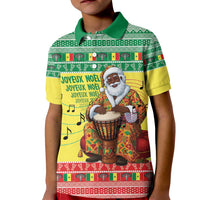 Senegal Christmas Kid Polo Shirt Black Santa Playing Djembe Drum - Wonder Print Shop