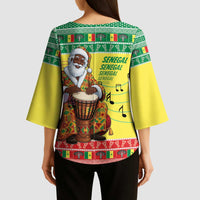 Senegal Christmas Kimono Sleeve Blouse Black Santa Playing Djembe Drum - Wonder Print Shop