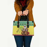 Senegal Christmas Leather Bag Black Santa Playing Djembe Drum - Wonder Print Shop