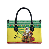 Senegal Christmas Leather Bag Black Santa Playing Djembe Drum - Wonder Print Shop