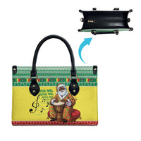 Senegal Christmas Leather Bag Black Santa Playing Djembe Drum - Wonder Print Shop