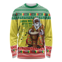 Senegal Christmas Long Sleeve Shirt Black Santa Playing Djembe Drum - Wonder Print Shop