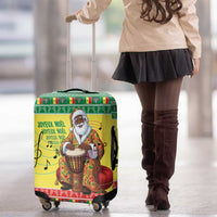 Senegal Christmas Luggage Cover Black Santa Playing Djembe Drum - Wonder Print Shop