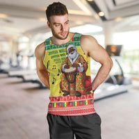 Senegal Christmas Men Tank Top Black Santa Playing Djembe Drum - Wonder Print Shop