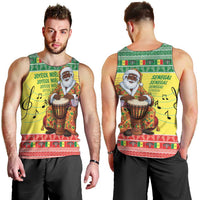 Senegal Christmas Men Tank Top Black Santa Playing Djembe Drum - Wonder Print Shop