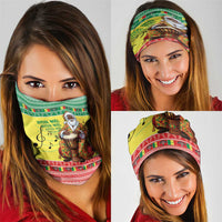 Senegal Christmas Neck Gaiter Black Santa Playing Djembe Drum - Wonder Print Shop
