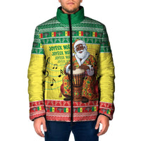 Senegal Christmas Padded Jacket Black Santa Playing Djembe Drum - Wonder Print Shop