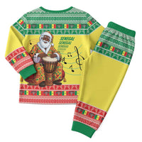 Senegal Christmas Pajama Set Black Santa Playing Djembe Drum - Wonder Print Shop