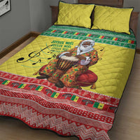 Senegal Christmas Quilt Bed Set Black Santa Playing Djembe Drum - Wonder Print Shop