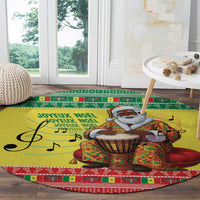 Senegal Christmas Round Carpet Black Santa Playing Djembe Drum - Wonder Print Shop