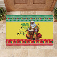 Senegal Christmas Rubber Doormat Black Santa Playing Djembe Drum - Wonder Print Shop