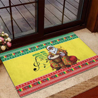 Senegal Christmas Rubber Doormat Black Santa Playing Djembe Drum - Wonder Print Shop