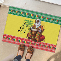 Senegal Christmas Rubber Doormat Black Santa Playing Djembe Drum - Wonder Print Shop