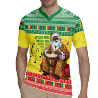 Senegal Christmas Rugby Jersey Black Santa Playing Djembe Drum - Wonder Print Shop
