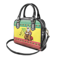 Senegal Christmas Shoulder Handbag Black Santa Playing Djembe Drum - Wonder Print Shop