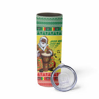 Senegal Christmas Skinny Tumbler Black Santa Playing Djembe Drum - Wonder Print Shop