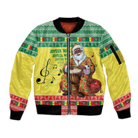 Senegal Christmas Sleeve Zip Bomber Jacket Black Santa Playing Djembe Drum - Wonder Print Shop