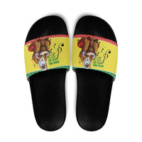 Senegal Christmas Slide Sandals Black Santa Playing Djembe Drum - Wonder Print Shop