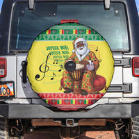Senegal Christmas Spare Tire Cover Black Santa Playing Djembe Drum - Wonder Print Shop