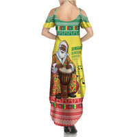 Senegal Christmas Summer Maxi Dress Black Santa Playing Djembe Drum - Wonder Print Shop