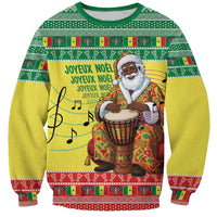 Senegal Christmas Sweatshirt Black Santa Playing Djembe Drum - Wonder Print Shop