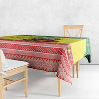 Senegal Christmas Tablecloth Black Santa Playing Djembe Drum - Wonder Print Shop