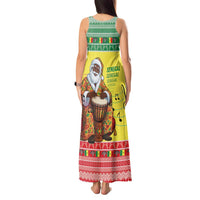 Senegal Christmas Tank Maxi Dress Black Santa Playing Djembe Drum - Wonder Print Shop