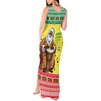 Senegal Christmas Tank Maxi Dress Black Santa Playing Djembe Drum - Wonder Print Shop