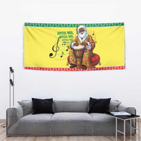 Senegal Christmas Tapestry Black Santa Playing Djembe Drum - Wonder Print Shop