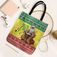 Senegal Christmas Tote Bag Black Santa Playing Djembe Drum - Wonder Print Shop