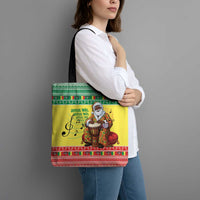 Senegal Christmas Tote Bag Black Santa Playing Djembe Drum - Wonder Print Shop