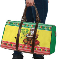 Senegal Christmas Travel Bag Black Santa Playing Djembe Drum - Wonder Print Shop