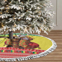 Senegal Christmas Tree Skirt Black Santa Playing Djembe Drum - Wonder Print Shop