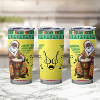 Senegal Christmas Tumbler Cup Black Santa Playing Djembe Drum - Wonder Print Shop