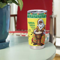 Senegal Christmas Tumbler Cup Black Santa Playing Djembe Drum - Wonder Print Shop